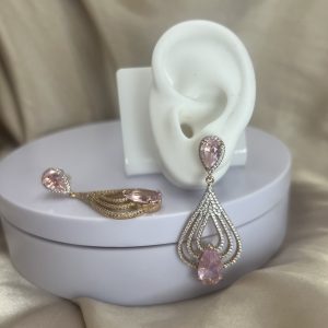 Aro colgante piedra rosa