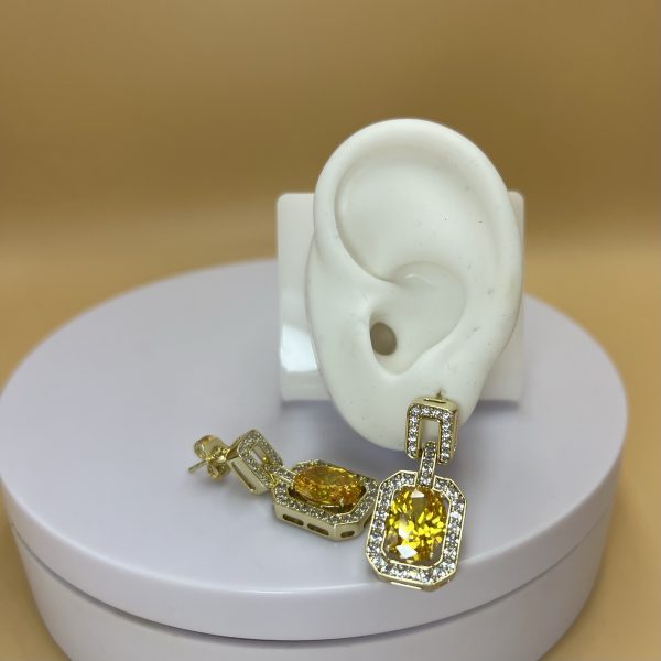 Aro colgante piedras amarillo