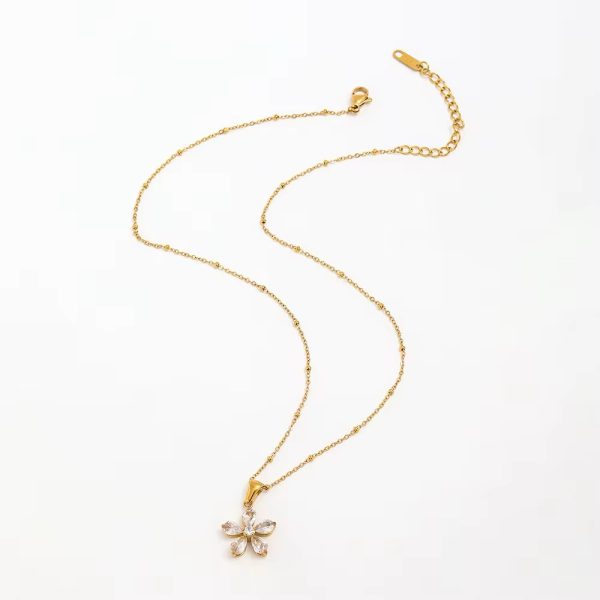 Cadena flor piedras mediana - Imagen 2