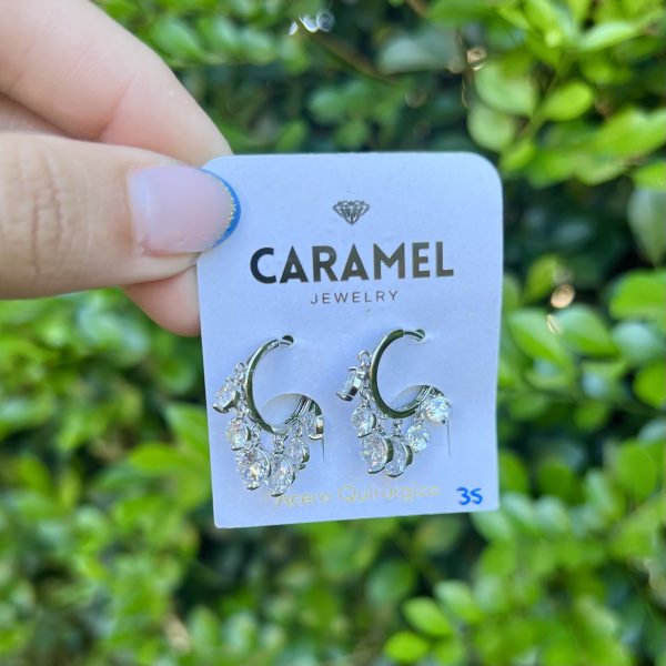 Argolla piedras colgantes silver