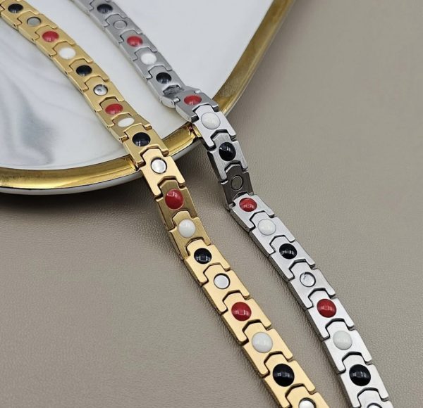 Pulsera gruesa imanes en dorado y plateado