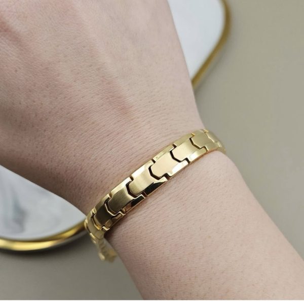 Pulsera gruesa imanes en dorado y plateado - Imagen 3