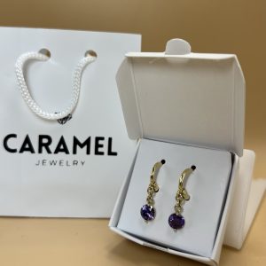 Argolla colgante piedra lila