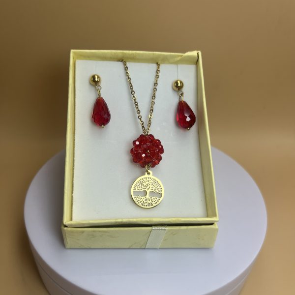 Conjunto árbol piedras rojas