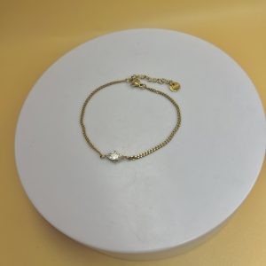 Pulsera fina piedrita oval