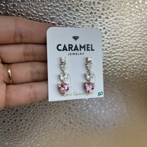 Aro colgante corazón rosa