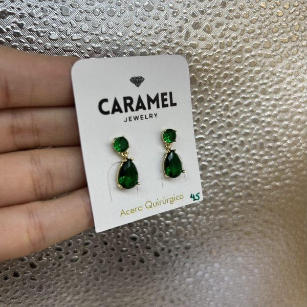 Aro colgante piedra verde esmeralda