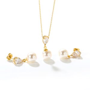 Conjunto colgante perla y piedra