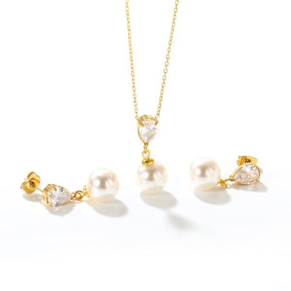 Conjunto colgante perla y piedra