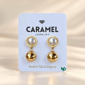 Aro colgante perla blanca